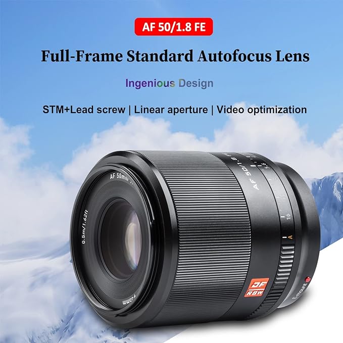 VILTROX 50mm f/1.8 F1.8 Large Aperture Full Frame E-Mount Camera Auto Focus Lens for Sony A6600 A6500 A6400 A6300 A6100 A6000 A5100 A7II A7III A7RIII A7SIII A7II A7RIV A9 A7C A7R ZV-E10