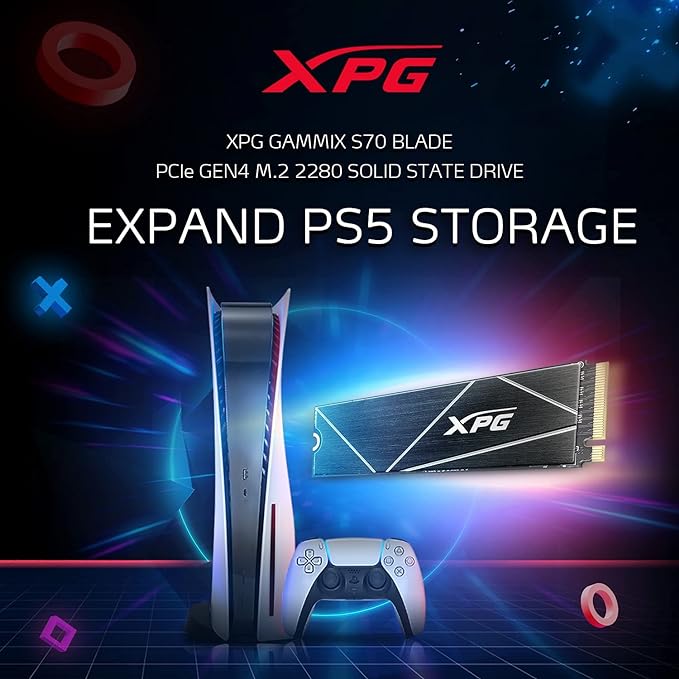 XPG Lâmina GAMMIX S70 de 2 TB - Funciona com PlayStation 5, PCIe Gen4 M.2 2280 SSD interno para jogos de até 7.400 MB/s (AGAMMIXS70B-2T-CS)