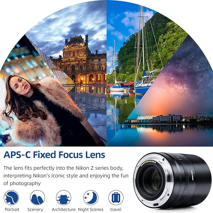 VILTROX Lente APS-C de grande abertura de 23 mm f/1.4 F1.4 para Nikon Z-Mount, lente de foco automático com motor STM serve para Nikon CameraZ5 Z50 Z6 Z6II Z7 ZII