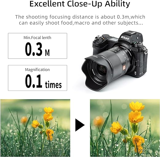 VILTROX Lente de foco automático AF 24 mm f/1.8 F1.8 Z, armação completa, ângulo amplo, foco de olho, lente Prime compatível com câmera sem espelho Nikon Z Mount Z5 Z6 Z7 Z50 Z6Ⅱ Z7Ⅱ