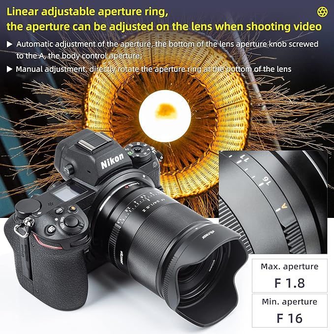 VILTROX Lente grande angular de 24 mm F1.8 com foco automático, lente Prime compatível com câmeras Nikon Z-Mount Z fc Z7 II Z6 II Z5 Z6 Z7 Z50